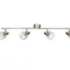 LED Deckenstrahler Silber 4-flammig mit Gitter Lampenschirmen, Breite 80cm