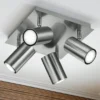 LED Deckenstrahler Silber 4-flammig, Quadrat 24cm