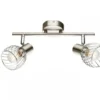 LED Deckenstrahler Silber 2-flammig mit Gitter Lampenschirmen, Breite 30cm
