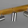 LED Deckenstrahler Silber mit Holz 3-flammig, Breite 44cm