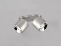 LED Deckenstrahler Silber 2 Spots schwenkbar dimmbar, Breite 18cm