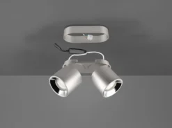 LED Deckenstrahler Silber 2 Spots schwenkbar dimmbar, Breite 18cm