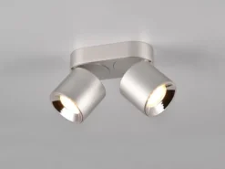 LED Deckenstrahler Silber 2 Spots schwenkbar dimmbar, Breite 18cm