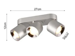 LED Deckenstrahler Silber 3 Spots schwenkbar dimmbar, Breite 27cm