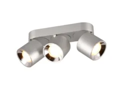 LED Deckenstrahler Silber 3 Spots schwenkbar dimmbar, Breite 27cm