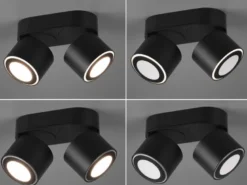 LED Deckenstrahler TAURUS 2-flammig Schwarz, Breite 18cm