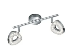LED Deckenstrahler TOURS 2-flammig Silber Chrom, Breite 30cm