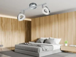 LED Deckenstrahler TOURS 2-flammig Silber Chrom, Breite 30cm