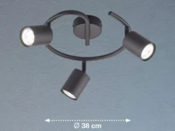 LED Deckenstrahler VANO Schwarz Rondell 3-flammig, Ø 38cm