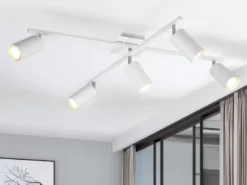 LED Deckenstrahler Weiß 5-flammig, verstellbare Spots, Breite 77,5cm