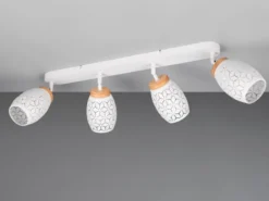 LED Deckenstrahler Weiß 4-flammig mit Stanzmuster, Breite 74cm