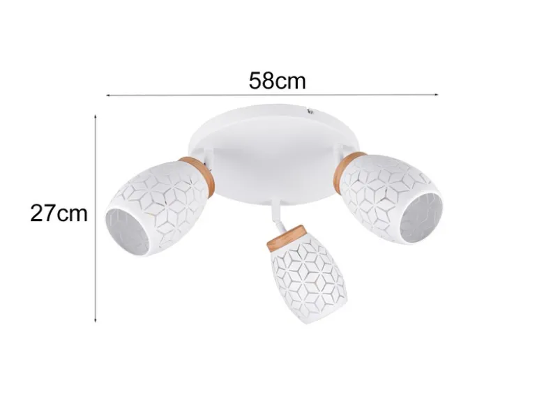 LED Deckenstrahler Weiß 3-flammig mit Stanzmuster, Ø58cm