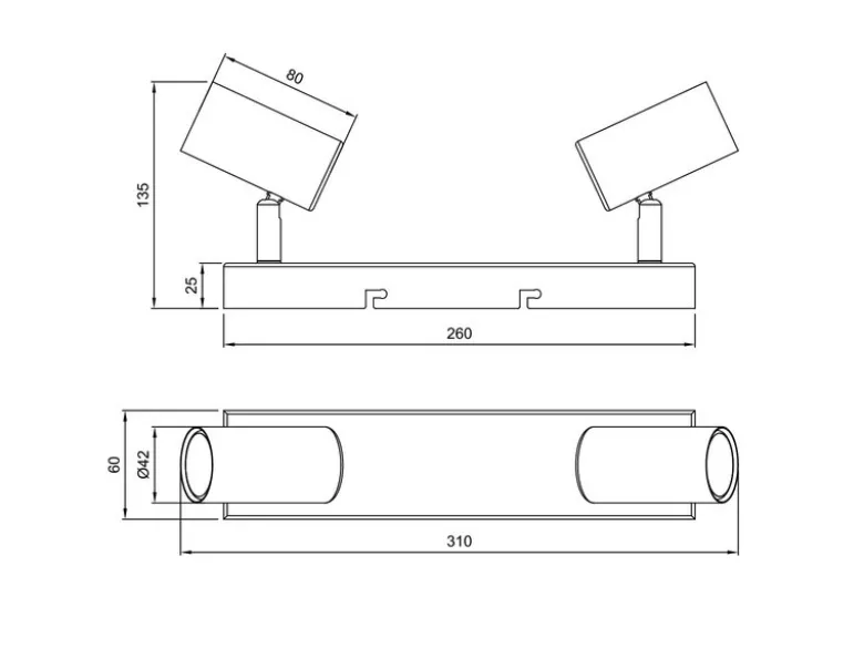 LED Deckenstrahler Weiß 2-flammig, Breite 26cm