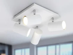 LED Deckenstrahler Weiß 4-flammig, Quadrat 24cm