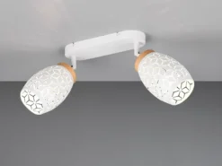 LED Deckenstrahler Weiß 2-flammig mit Stanzmuster, Breite 28cm