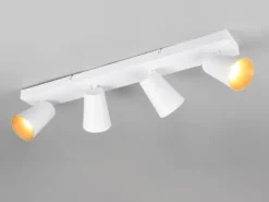 LED Deckenstrahler Weiß Gold 4-flammig, Breite 64cm