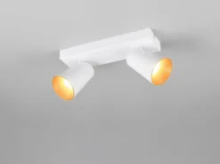 LED Deckenstrahler Weiß Gold 2-flammig, Breite 28cm