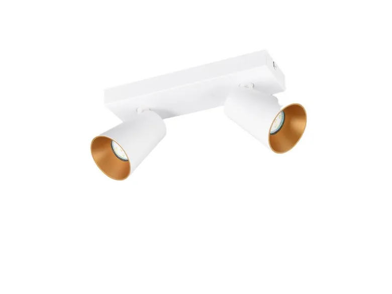 LED Deckenstrahler Weiß Gold 2-flammig, Breite 28cm