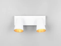 LED Deckenstrahler Weiß Gold 2-flammig, Breite 28cm