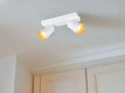 LED Deckenstrahler Weiß Gold 2-flammig, Breite 28cm