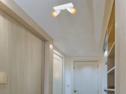 LED Deckenstrahler Weiß Gold 2-flammig, Breite 28cm
