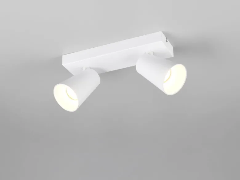 LED Deckenstrahler Weiß Gold 2-flammig, Breite 28cm