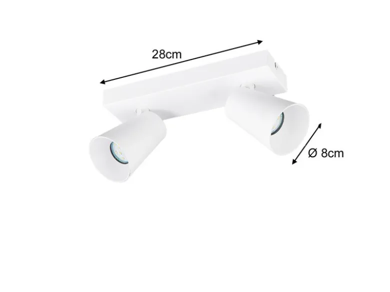 LED Deckenstrahler Weiß Gold 2-flammig, Breite 28cm