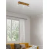 LED Deckenstrahler Weiß mit Holz 3-flammig, Breite 44cm