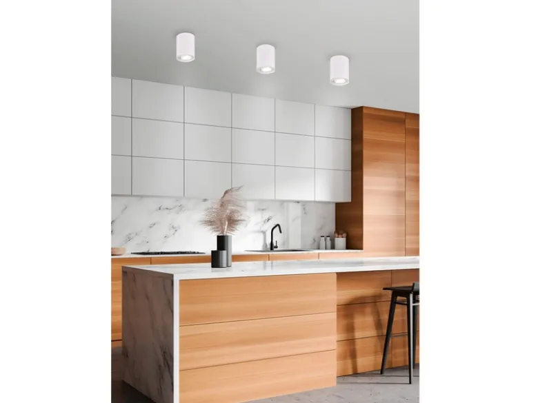 LED Deckenstrahler Weiß mit schwenkbarem Spot, Ø 9,6cm