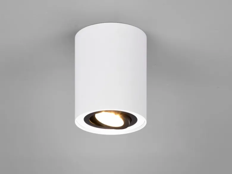 LED Deckenstrahler Weiß-Schwarz mit schwenkbarem Spot, Ø 9,6cm