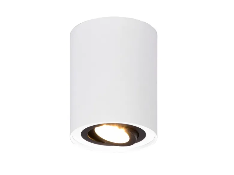 LED Deckenstrahler Weiß-Schwarz mit schwenkbarem Spot, Ø 9,6cm
