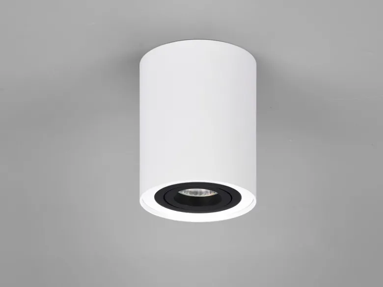 LED Deckenstrahler Weiß-Schwarz mit schwenkbarem Spot, Ø 9,6cm