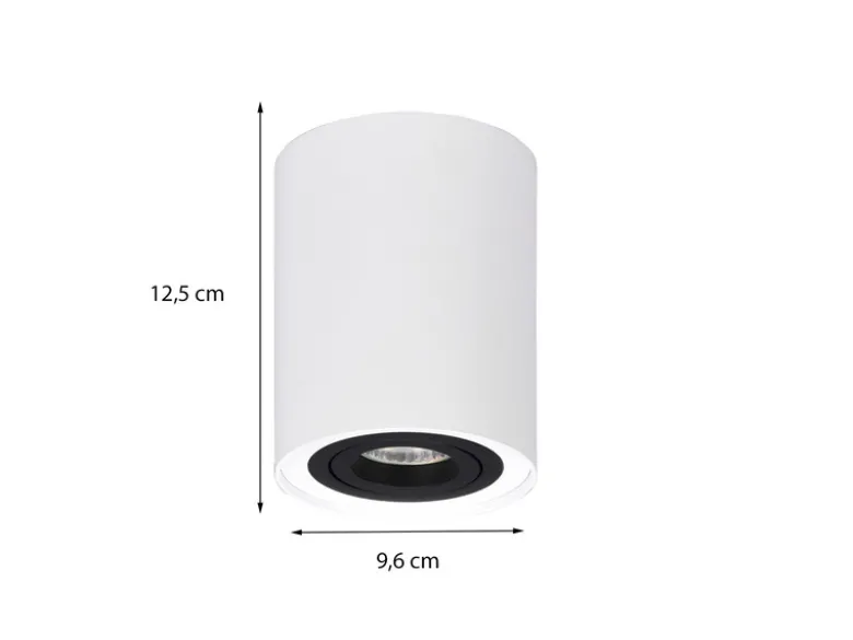 LED Deckenstrahler Weiß-Schwarz mit schwenkbarem Spot, Ø 9,6cm