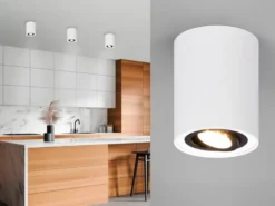LED Deckenstrahler Weiß-Schwarz mit schwenkbarem Spot, Ø 9,6cm