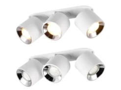LED Deckenstrahler Weiß 3 Spots schwenkbar dimmbar, Breite 27cm