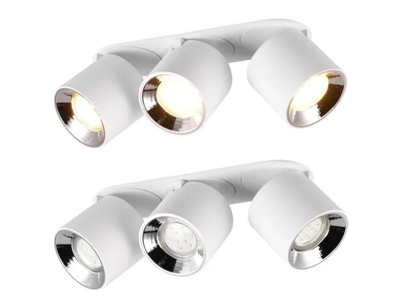 LED Deckenstrahler Weiß 3 Spots schwenkbar dimmbar, Breite 27cm