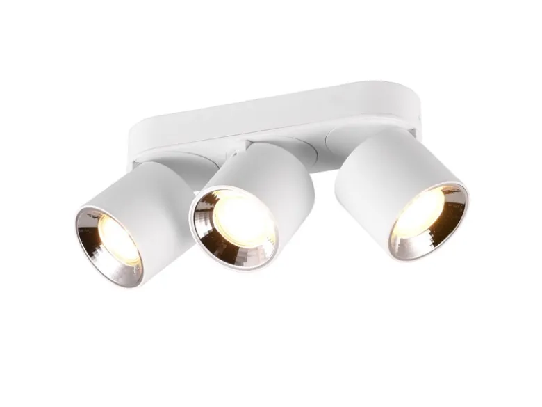 LED Deckenstrahler Weiß 3 Spots schwenkbar dimmbar, Breite 27cm
