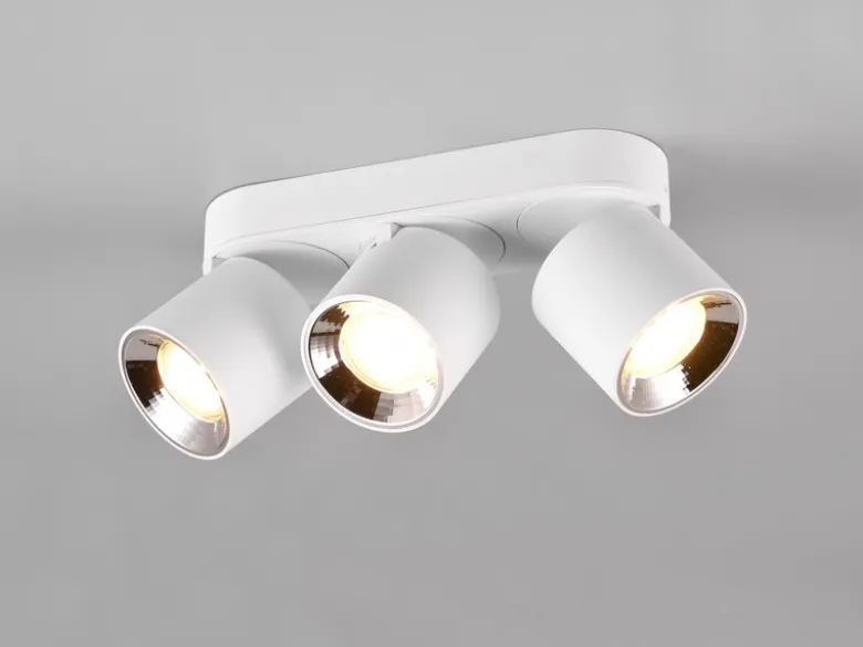 LED Deckenstrahler Weiß 3 Spots schwenkbar dimmbar, Breite 27cm
