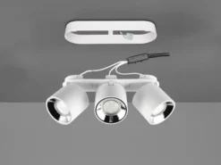 LED Deckenstrahler Weiß 3 Spots schwenkbar dimmbar, Breite 27cm