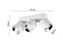 LED Deckenstrahler Weiß 3 Spots schwenkbar dimmbar, Breite 27cm