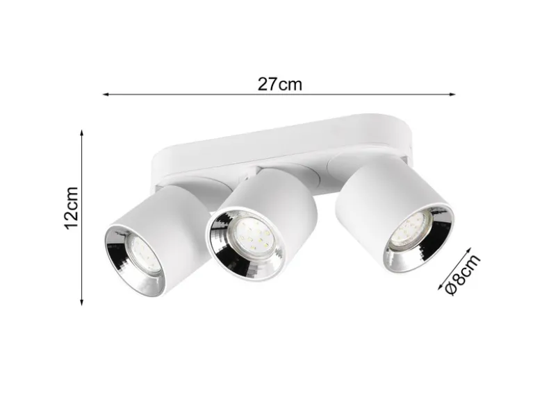 LED Deckenstrahler Weiß 3 Spots schwenkbar dimmbar, Breite 27cm