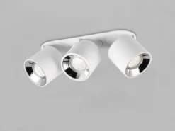 LED Deckenstrahler Weiß 3 Spots schwenkbar dimmbar, Breite 27cm