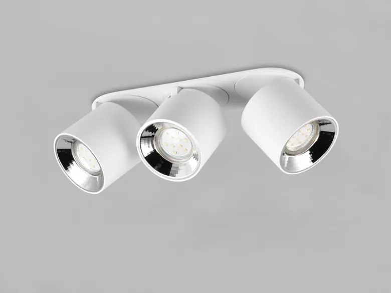 LED Deckenstrahler Weiß 3 Spots schwenkbar dimmbar, Breite 27cm