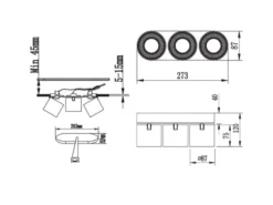 LED Deckenstrahler Weiß 3 Spots schwenkbar dimmbar, Breite 27cm