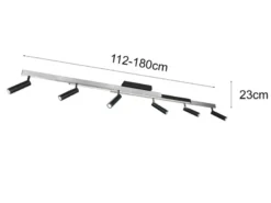 LED Deckenstrahler ZENO ausziehbar, 6 Spots Schwarz Silber, max. Breite 180cm