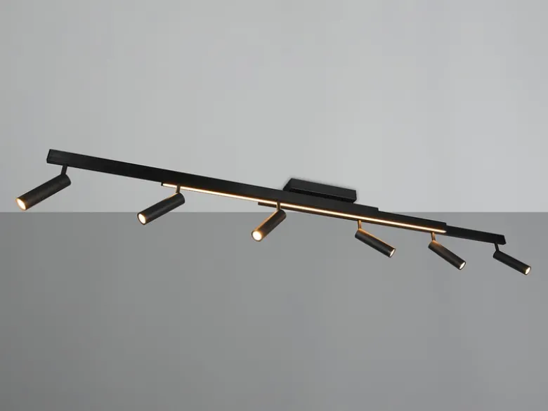 LED Deckenstrahler ZENO ausziehbar mit 6 Spots Schwarz, max. Breite 180cm