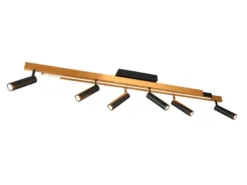 LED Deckenstrahler ZENO ausziehbar mit 6 Spots Schwarz Gold, max. Breite 180cm
