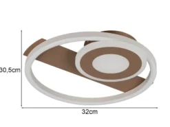 LED Decken- und Wandleuchte HORUS Metall in Coffee mit 2 Ringen, ultraflach 5cm