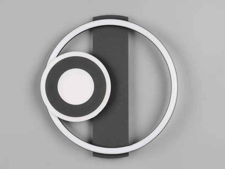 LED Decken- und Wandleuchte HORUS Metall in Schwarz mit 2 Ringen, ultraflach 5cm