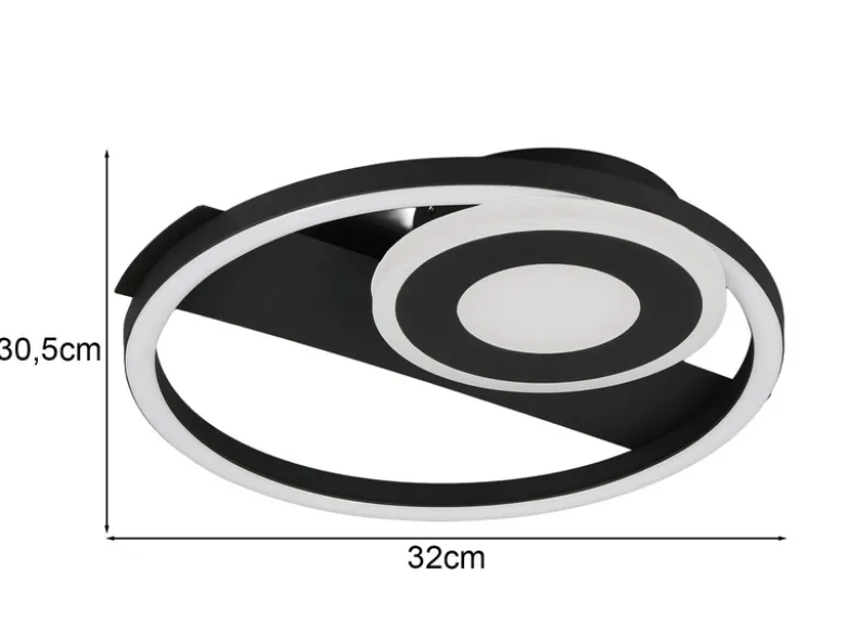 LED Decken- und Wandleuchte HORUS Metall in Schwarz mit 2 Ringen, ultraflach 5cm